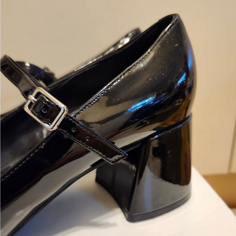 New Marc Fisher "Charin" Blk Pat. Leather Block Heel Mary Jane Pumps Sz.10 $128 - Picture 4 of 9